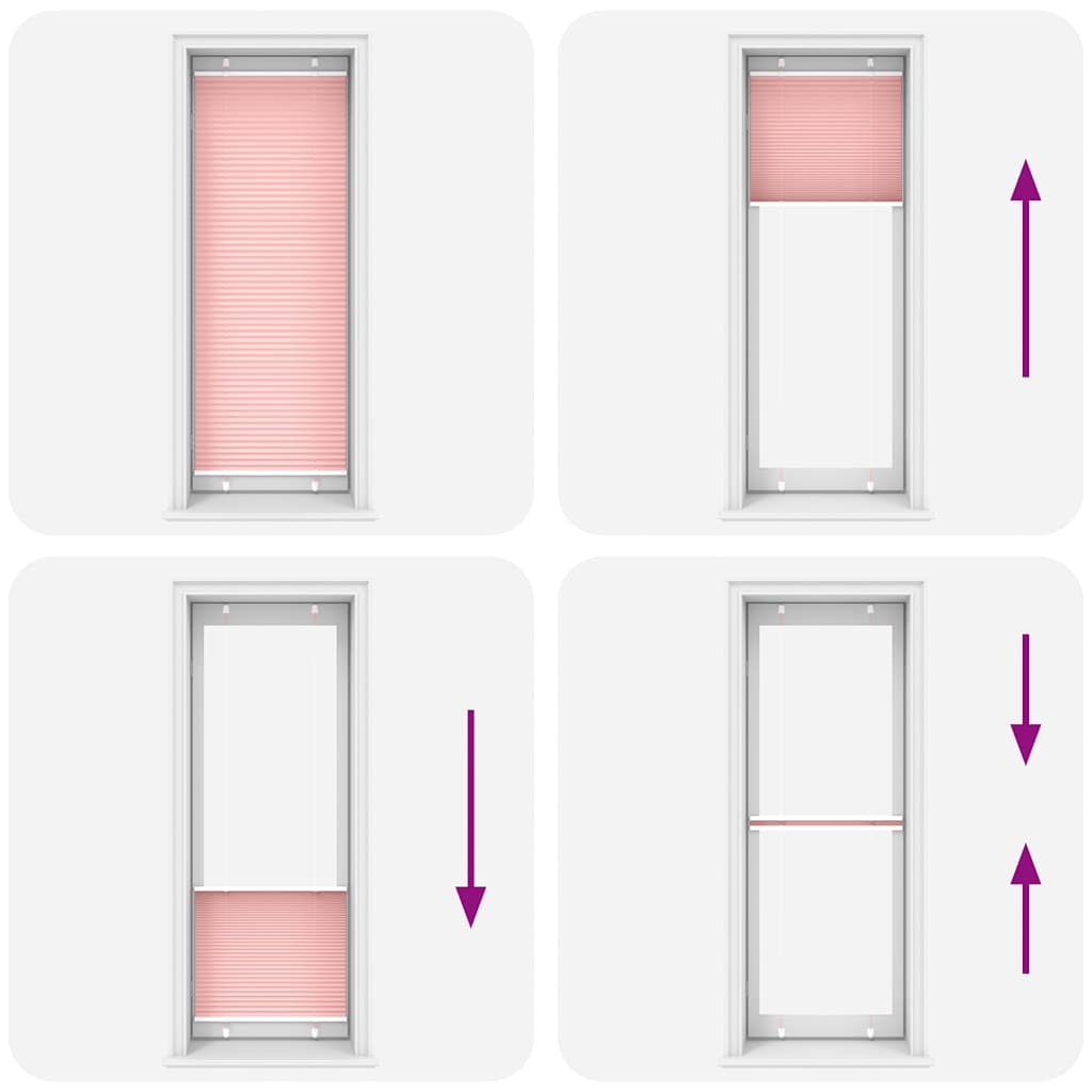 Jaluză plisată roz 75x200 cm Lățime țesătură 74,4cm poliester
