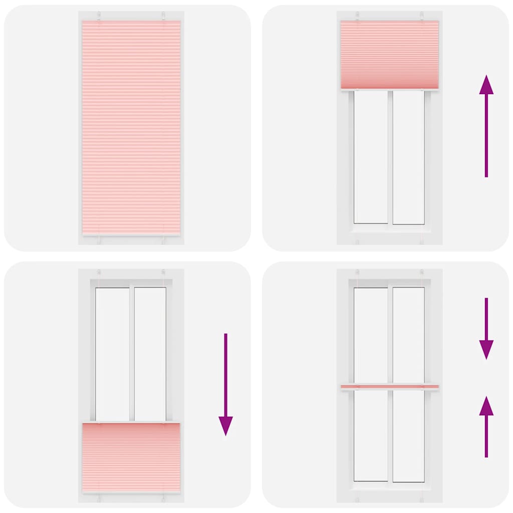 Jaluză plisată roz 95x200 cm Lățime țesătură 94,4cm poliester