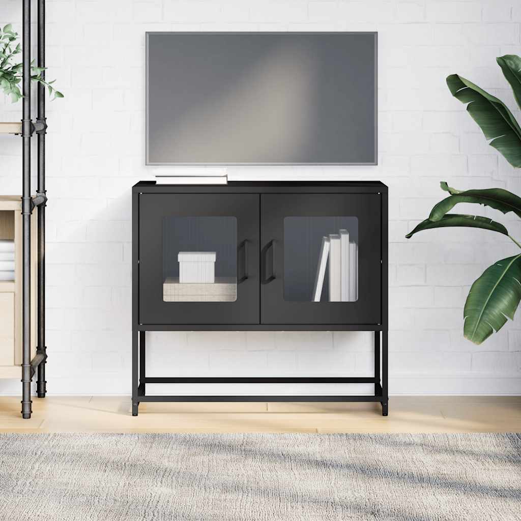 Dulap TV, negru, 68x39x60,5 cm, oțel laminat la rece
