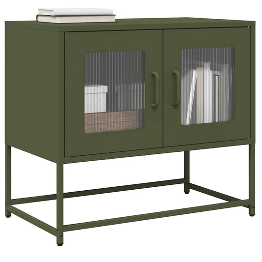 Dulap TV, verde măsliniu, 68x39x60,5 cm, oțel laminat la rece