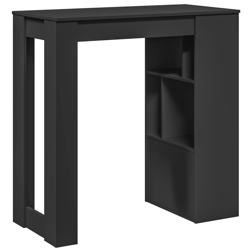 Masă de bar cu rafturi, negru, 102x50x103,5 cm, lemn prelucrat