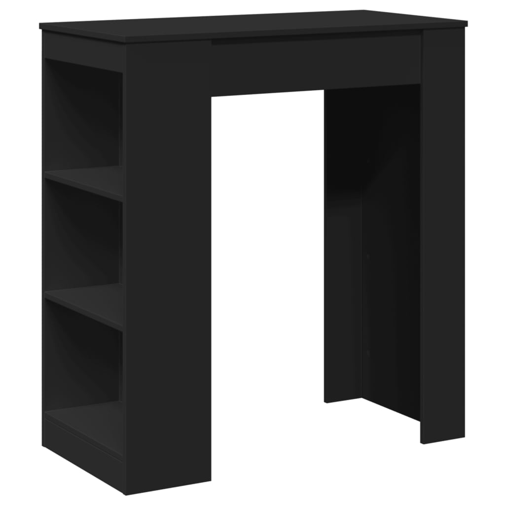 Masă de bar cu rafturi, negru, 95x47x103,5 cm, lemn prelucrat