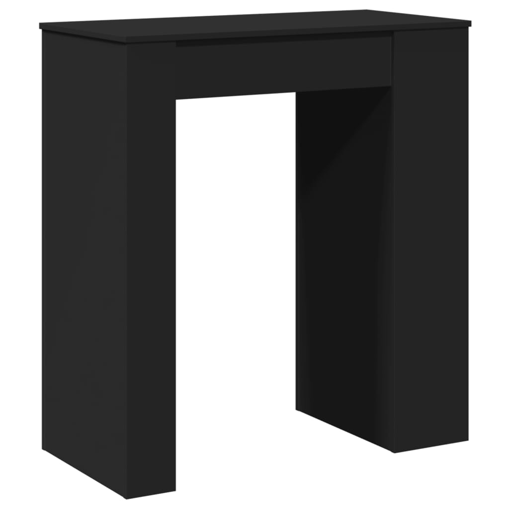 Masă de bar cu rafturi, negru, 95x47x103,5 cm, lemn prelucrat