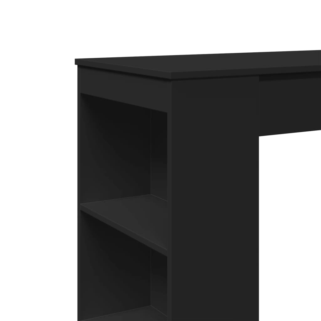 Masă de bar cu rafturi, negru, 95x47x103,5 cm, lemn prelucrat