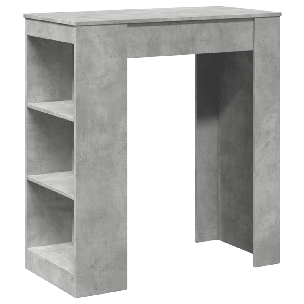 Masă de bar cu rafturi gri beton 95x47x103,5 cm lemn prelucrat