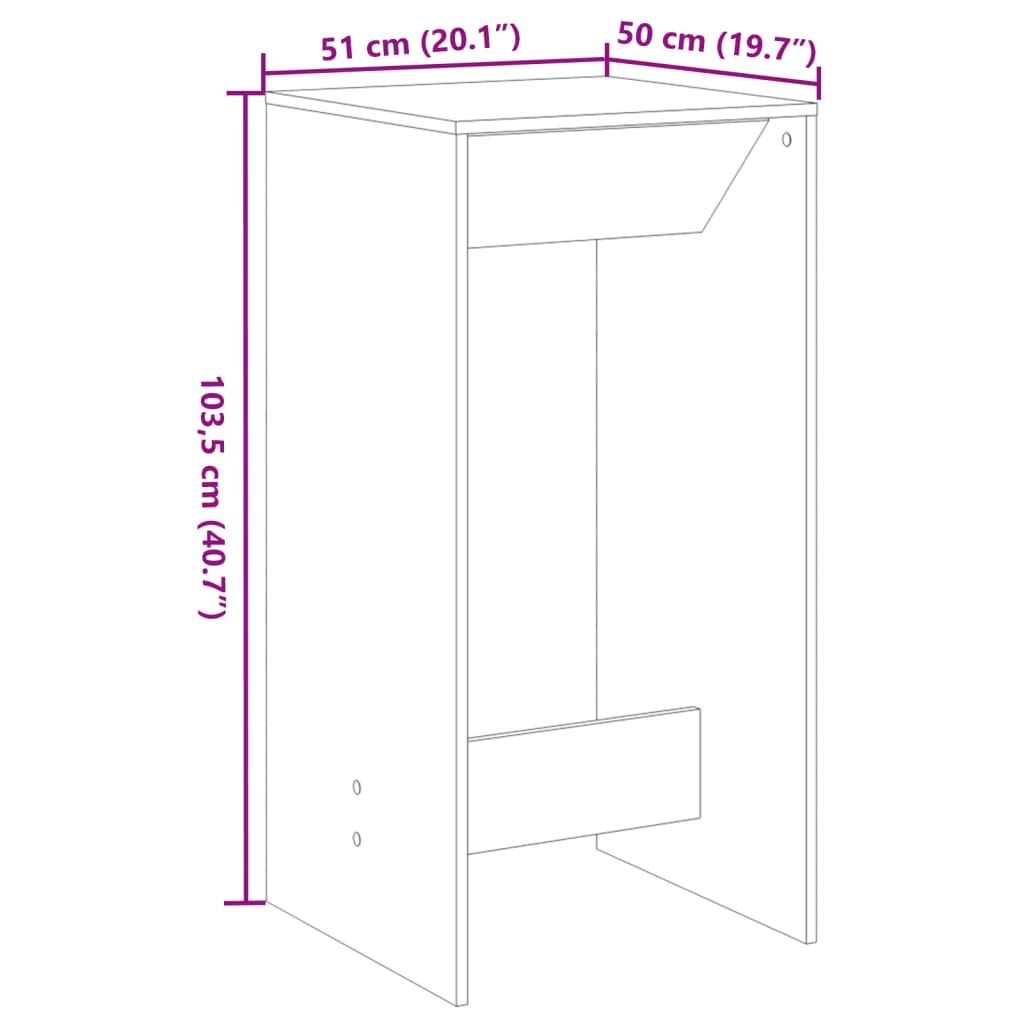 Masă bar, negru, 51x50x103,5 cm, lemn prelucrat