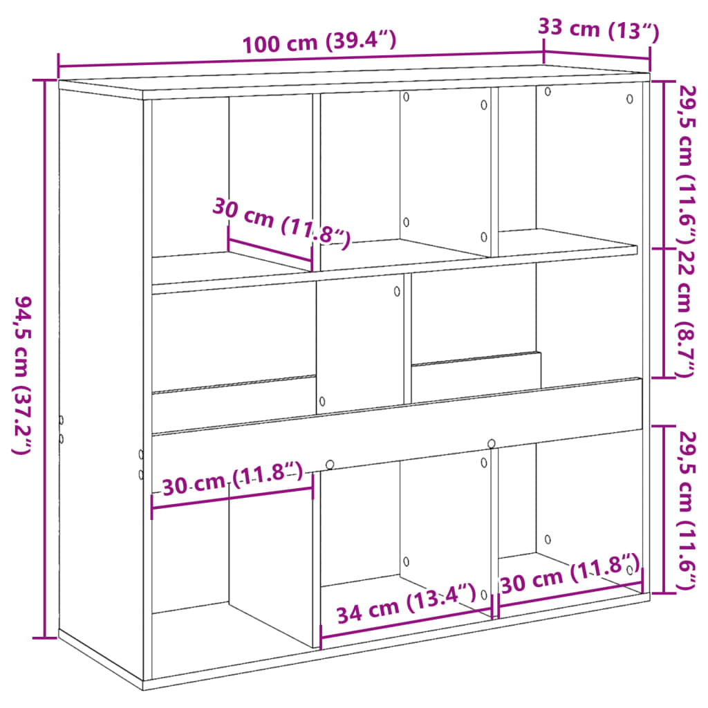 Bibliotecă/Separator cameră, negru, 100x33x94,5 cm