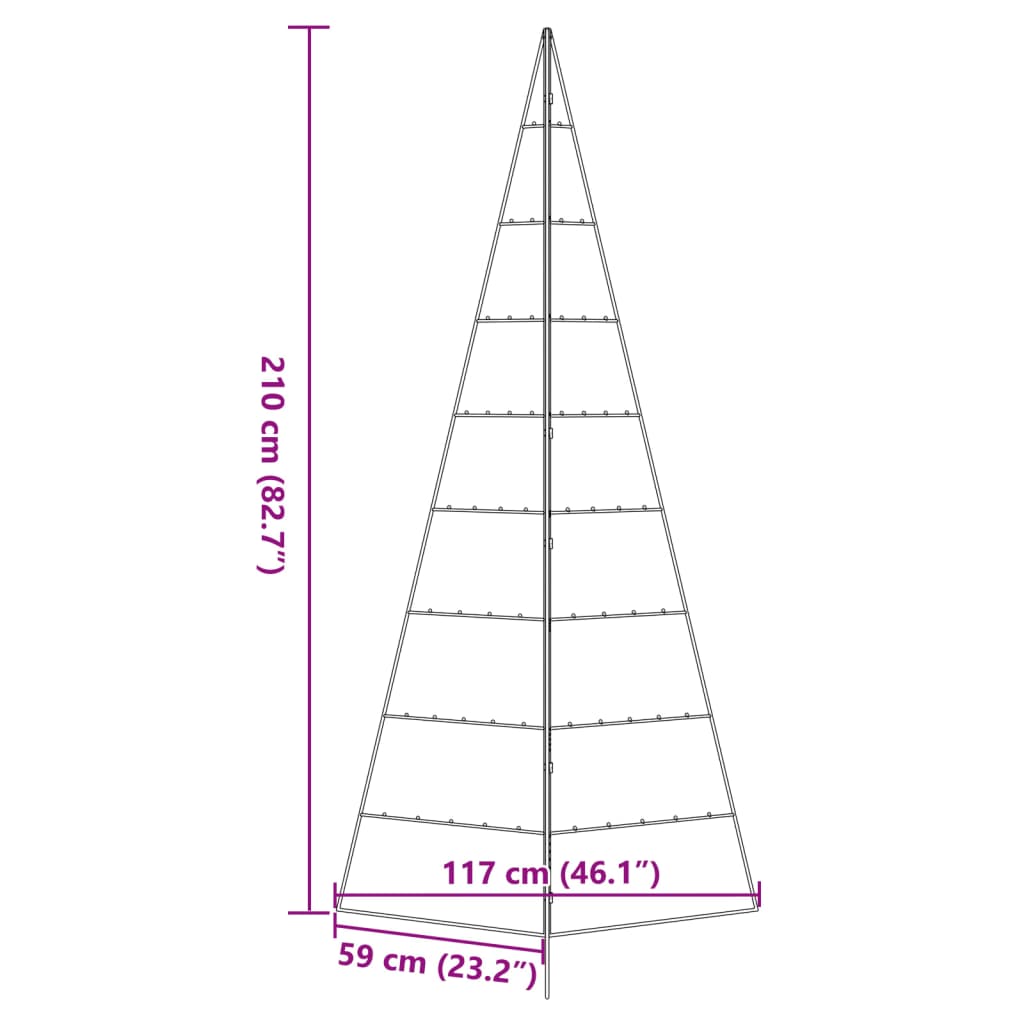 Brad de Crăciun din metal pentru decor, negru, 210 cm