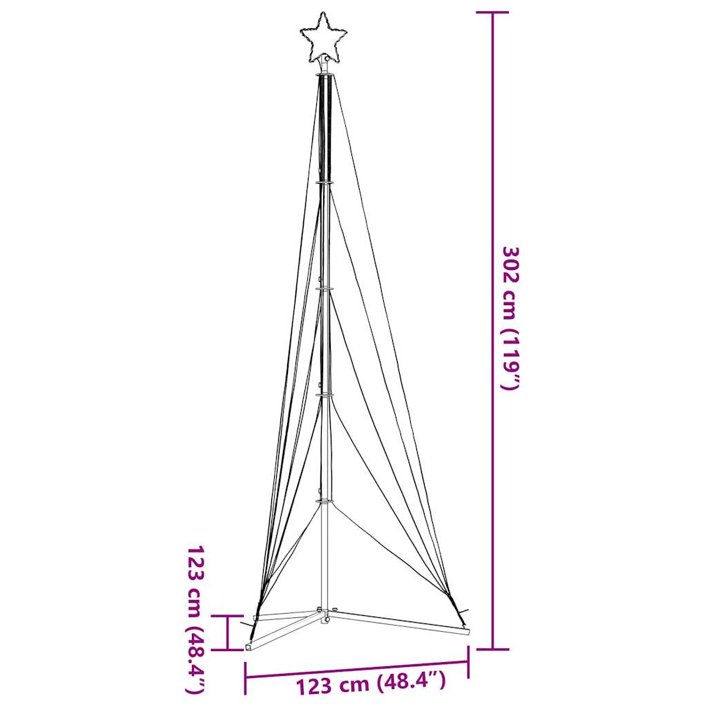 Instalație brad de Crăciun 525 LED-uri, alb rece, 302 cm