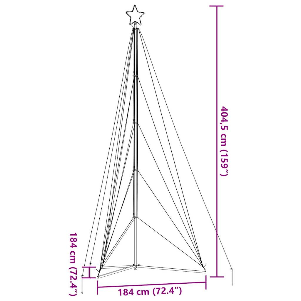 Instalație brad de Crăciun 615 LED-uri, alb rece, 404,5 cm