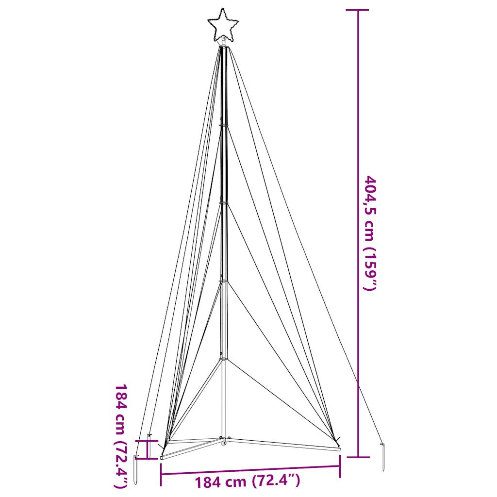 Instalație brad de Crăciun 615 LED-uri, albastru, 404,5 cm