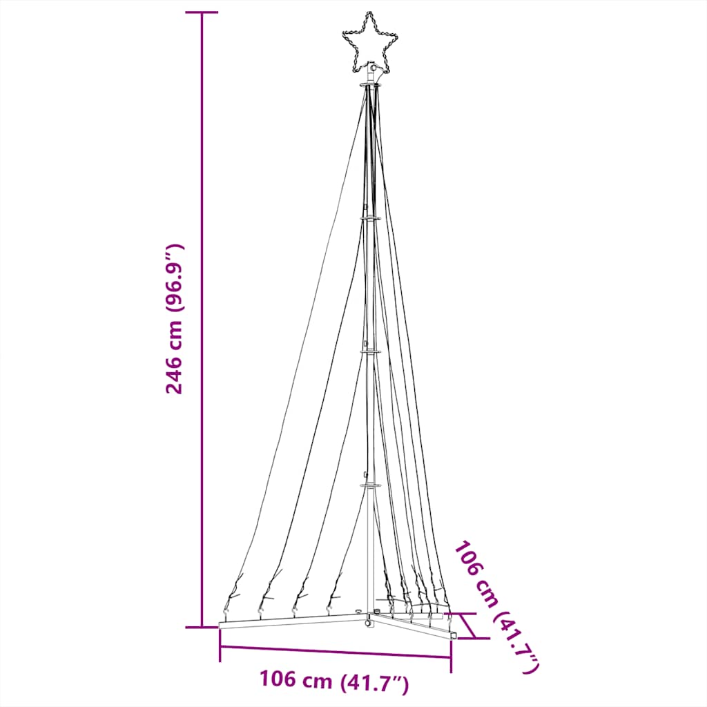 Instalație brad de Crăciun 447 LED-uri, alb cald, 249 cm