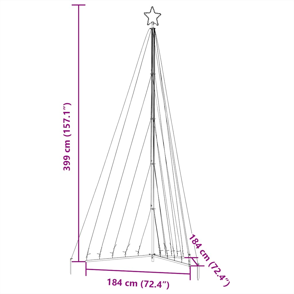 Instalație brad de Crăciun 570 LED-uri, alb cald, 399 cm