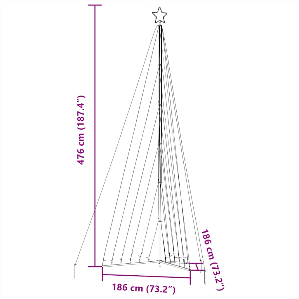 Instalație brad de Crăciun 789 LED-uri, alb cald, 476 cm