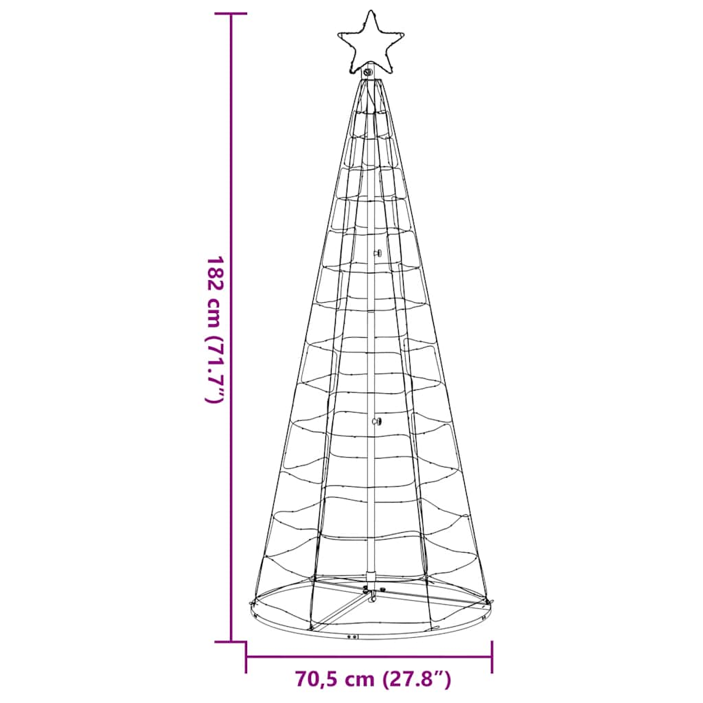 Con de lumină pentru brad de Crăciun 200 LED-uri albastru 182cm