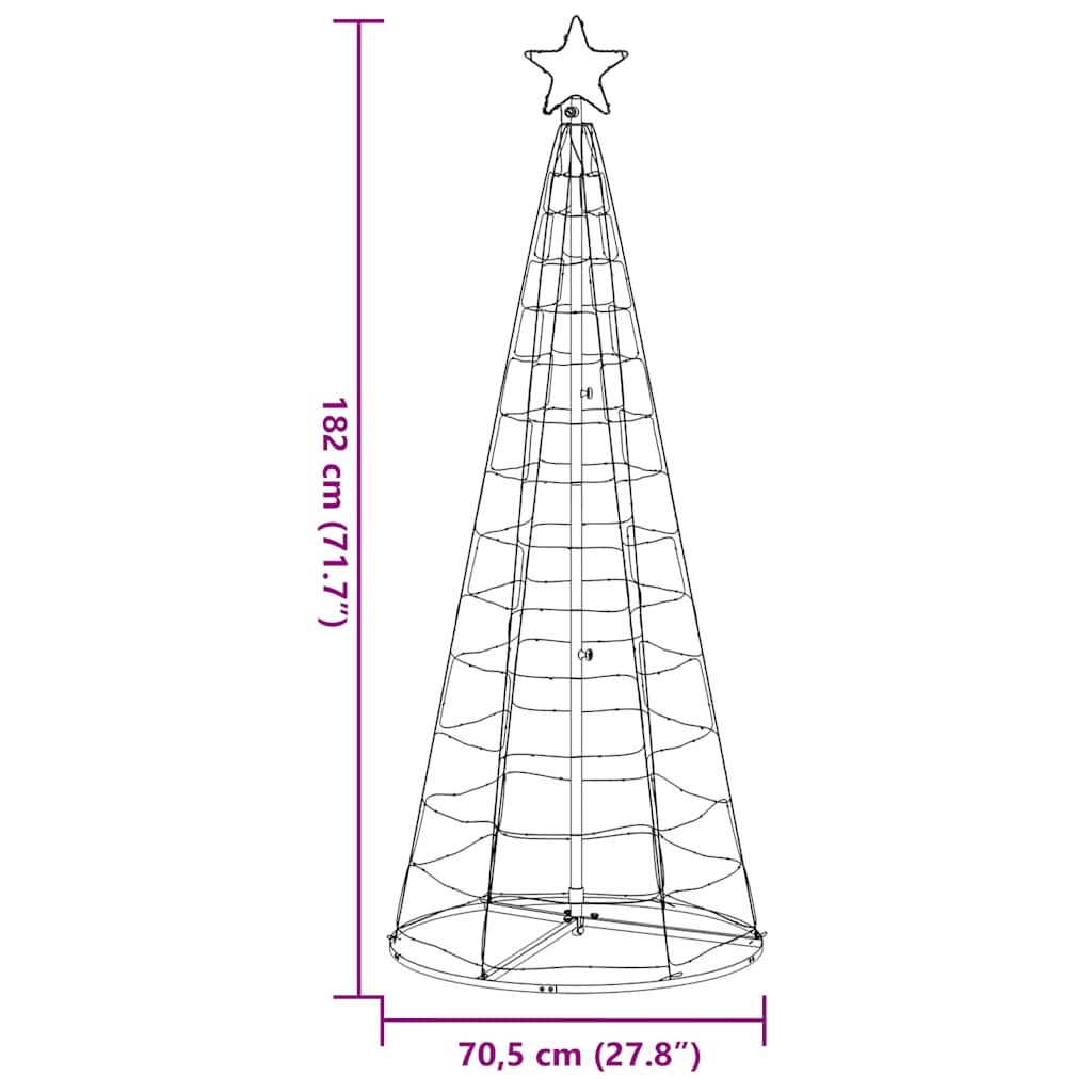 Con de lumină pentru brad de Crăciun 200 LED-uri colorat 182 cm