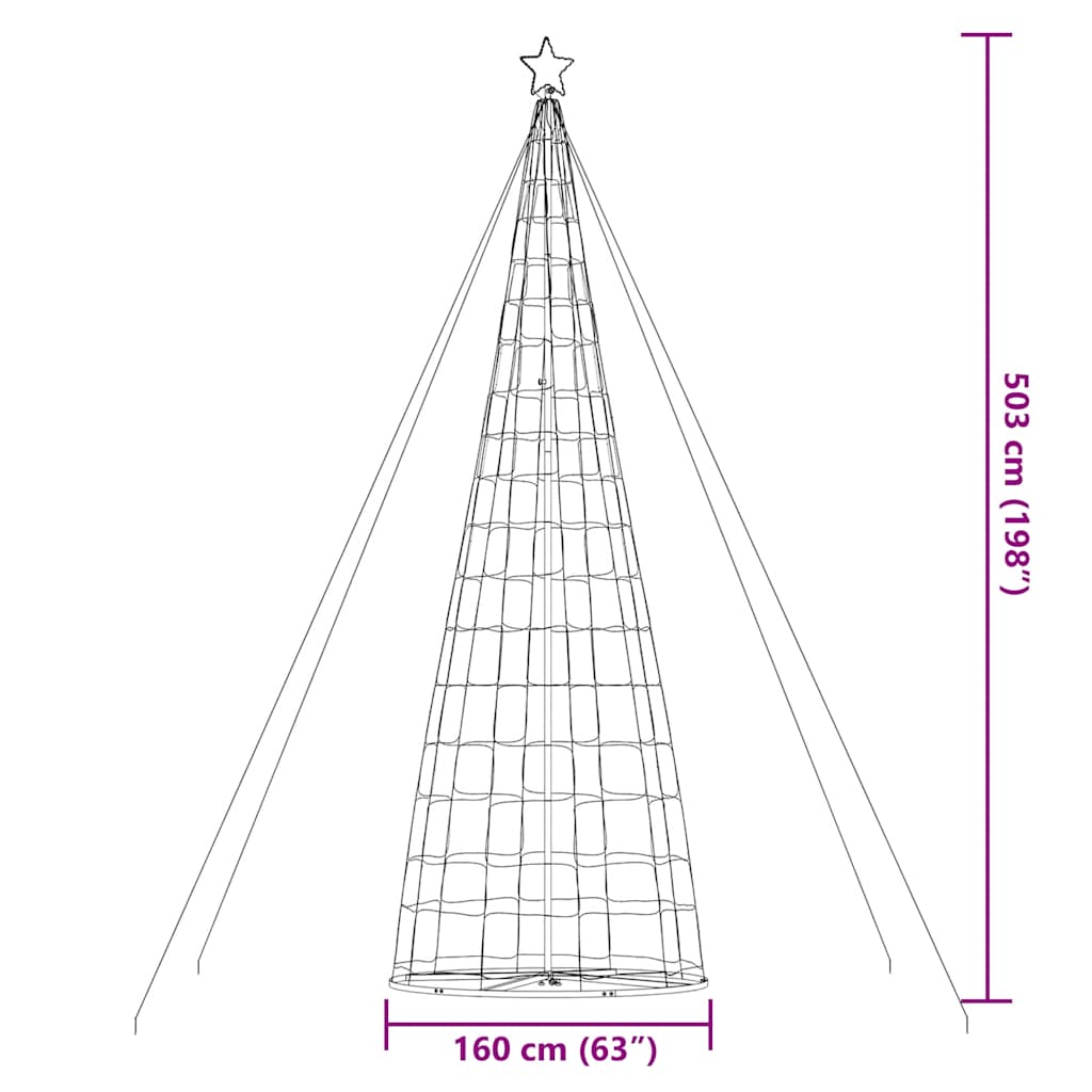 Con de lumină pentru brad de Crăciun 1534 LED-uri colorat 503cm