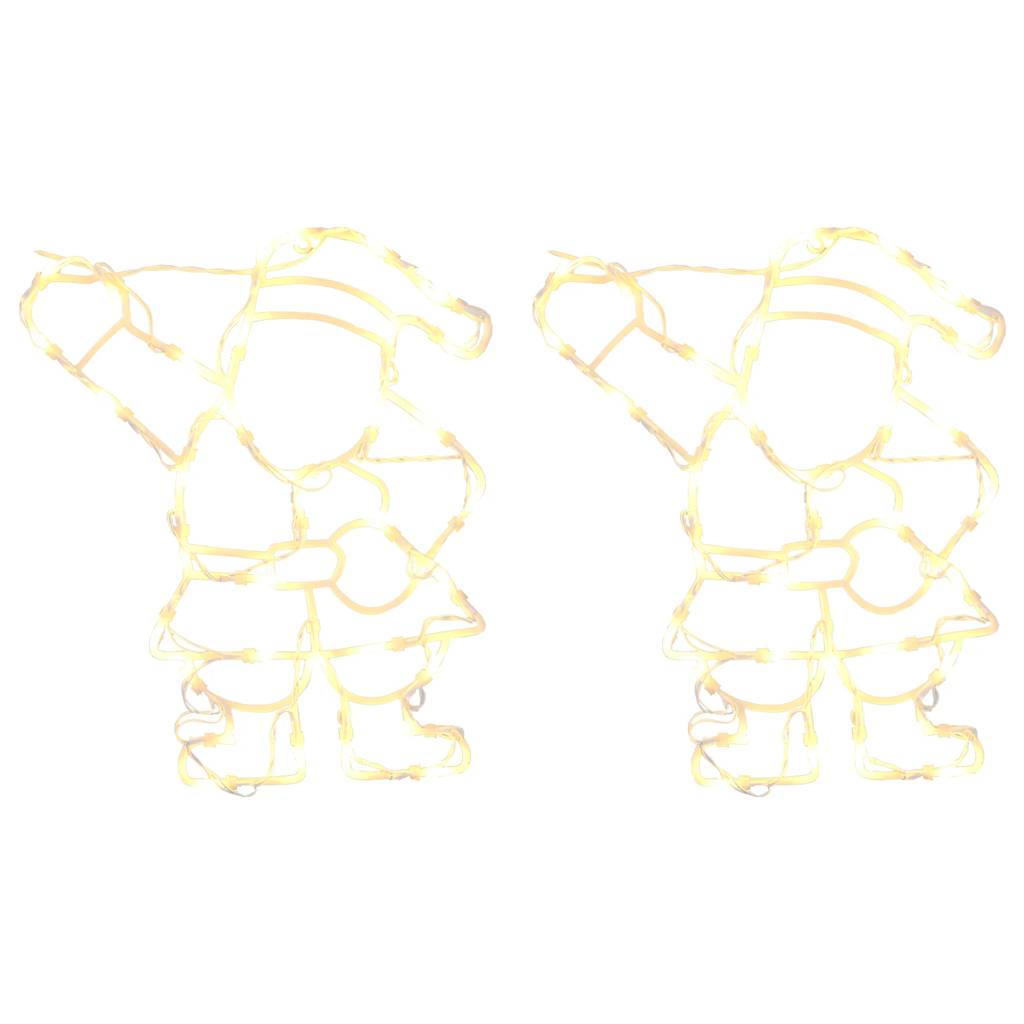 Lumini de Crăciun Siluetă Moș Crăciun 2 buc 35 LED-uri Alb Cald