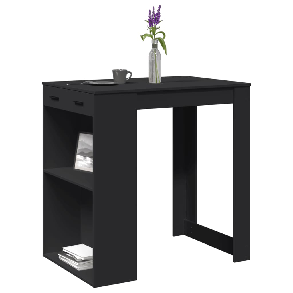 Masă de bar, negru, 102x70x103,5 cm, lemn prelucrat