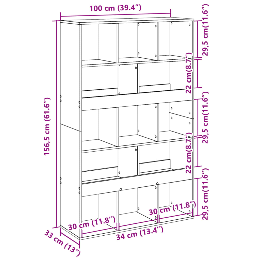 Bibliotecă, stejar fumuriu, 100x33x156,5 cm, lemn prelucrat