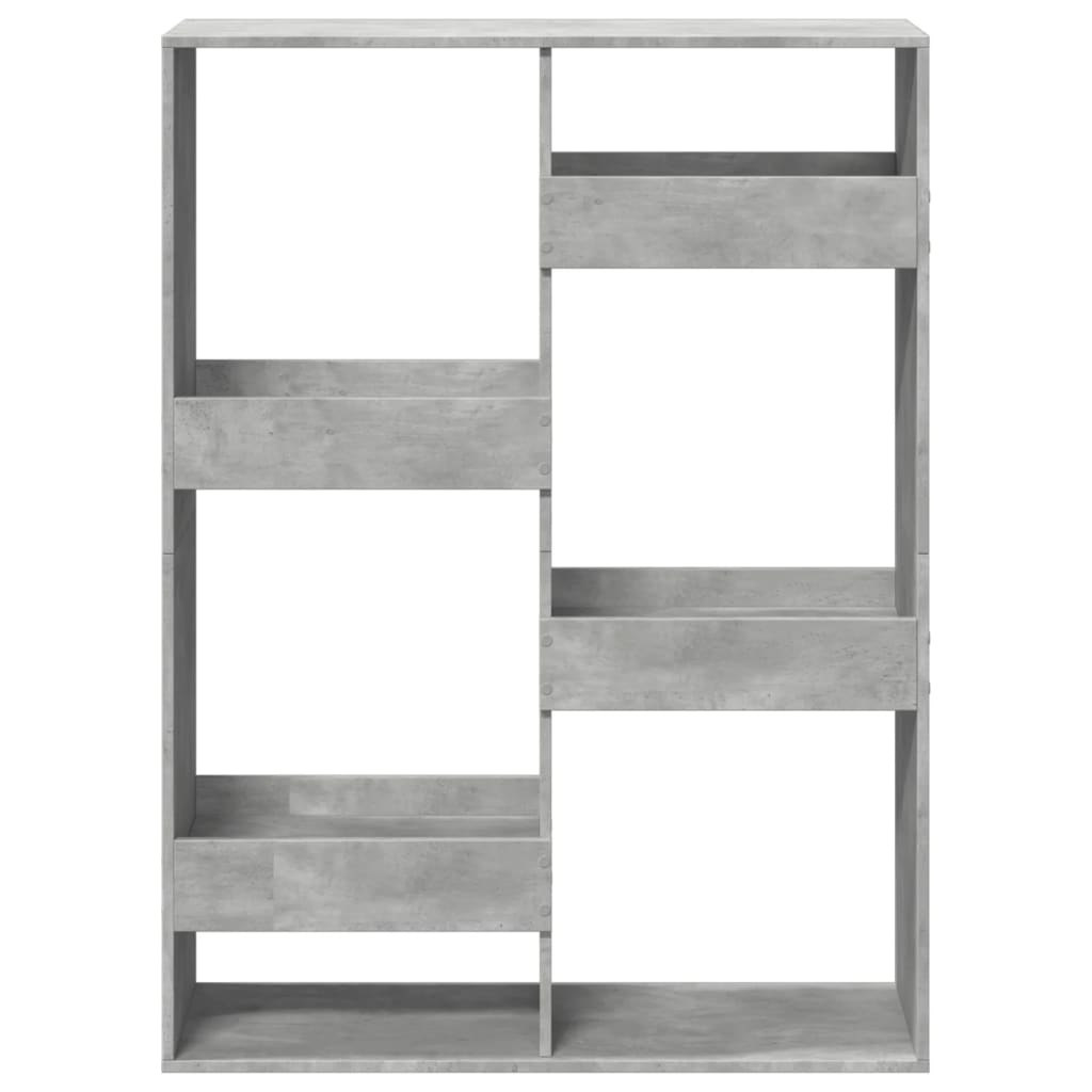Bibliotecă, gri beton, 100x33x135 cm, lemn prelucrat