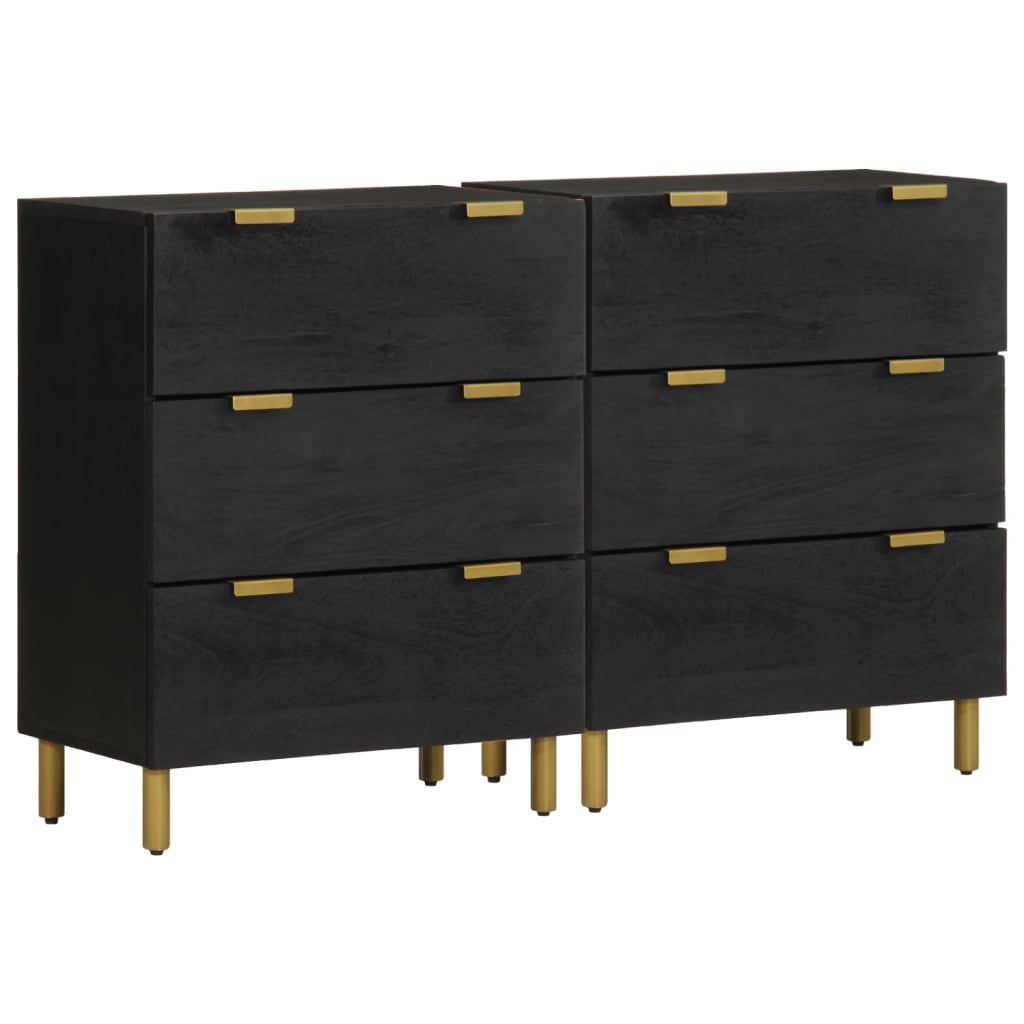 Dulapuri, 2 buc., negru, 60x33x75 cm, lemn prelucrat