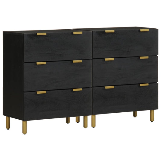 Dulapuri, 2 buc., negru, 60x33x75 cm, lemn prelucrat