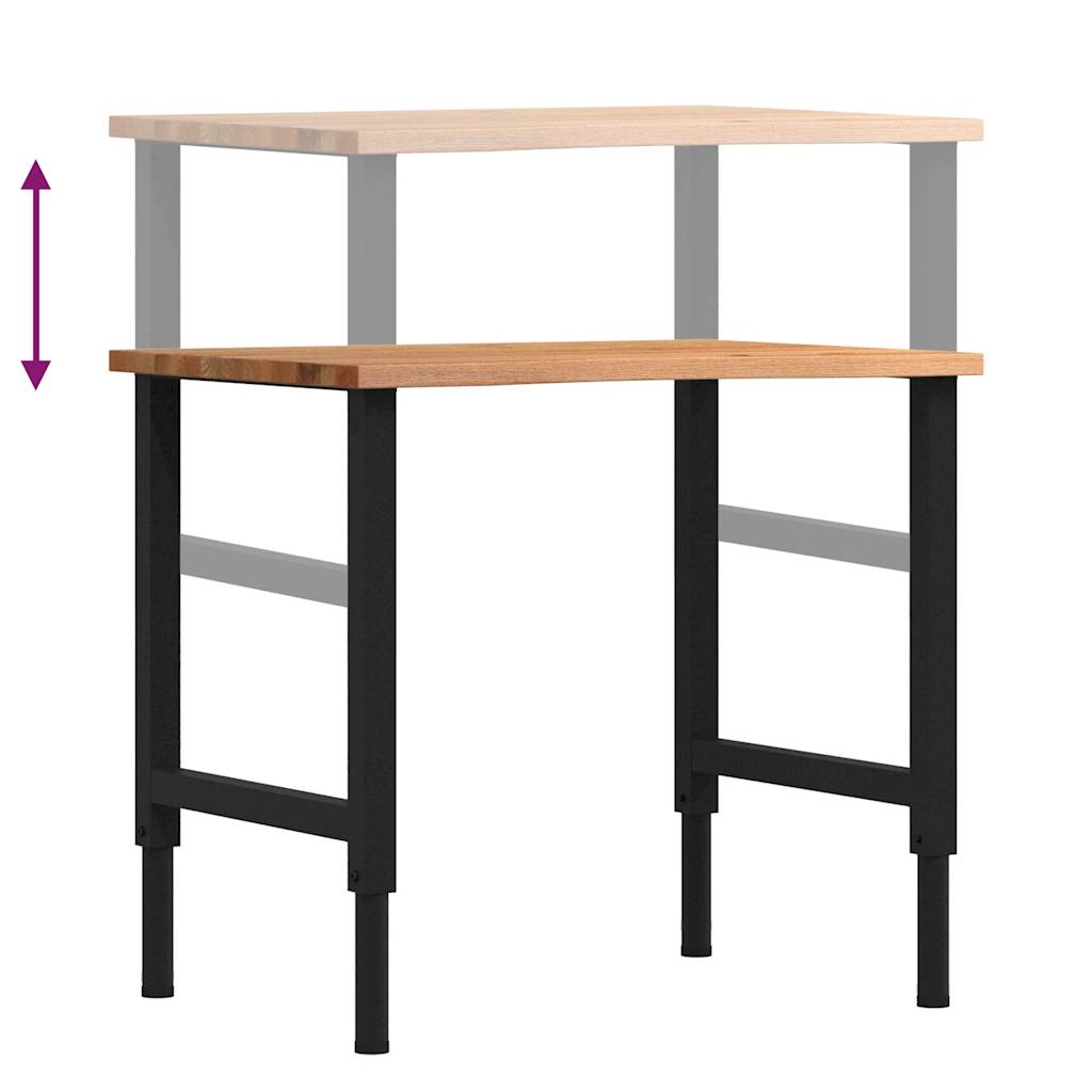 Banc lucru maro 80x60x(71,5-98) cm lemn masiv stejar