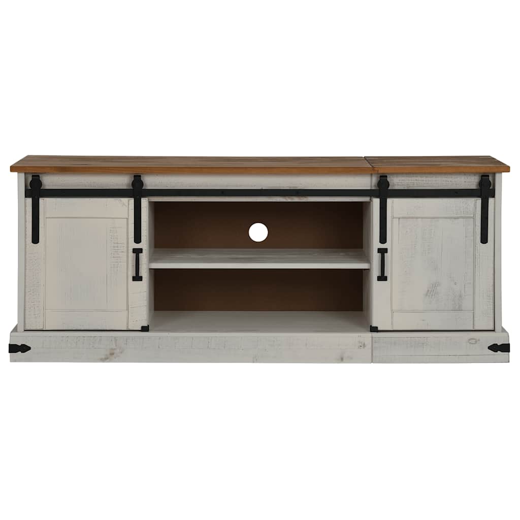 Dulap TV HALDEN 2 uși glisante alb 150x40x60 cm lemn masiv