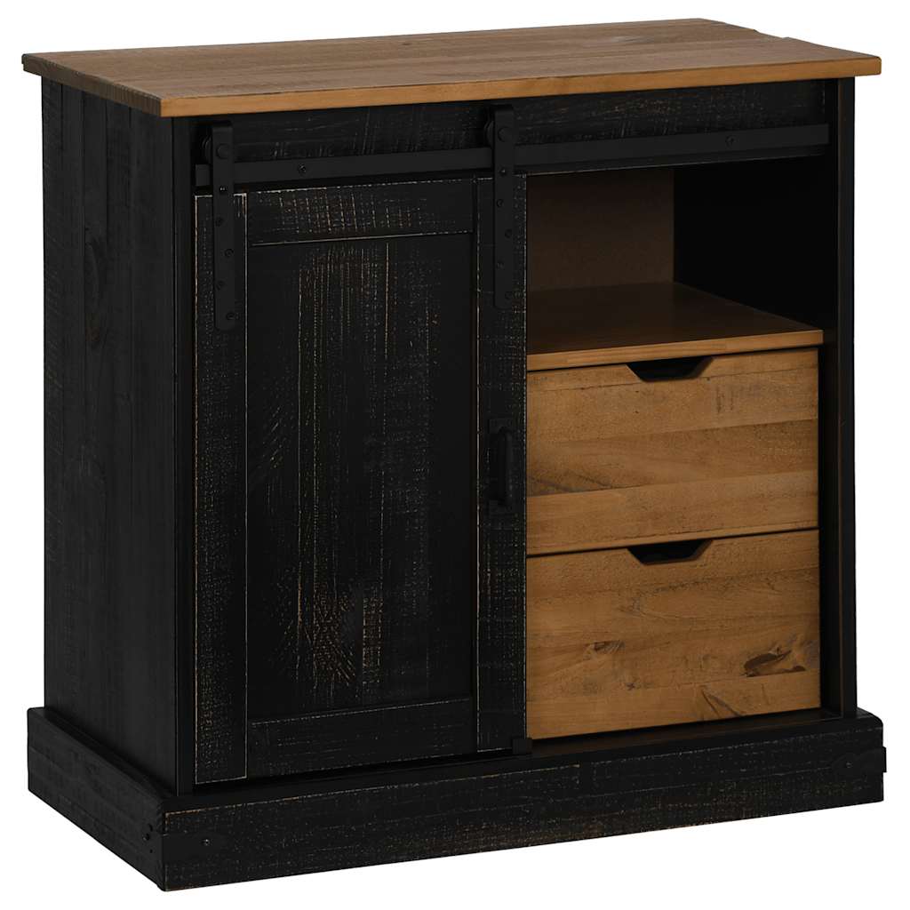 Bufetă HALDEN cu uşă glisantă neagră 80x40x80 cm lemn masiv