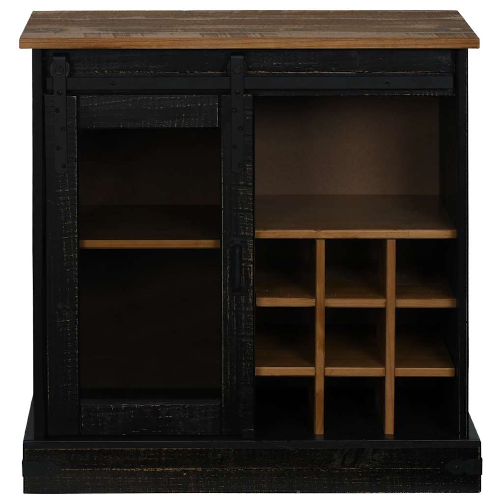 Bufetă HALDEN cu uşă glisantă neagră 80x40x80 cm lemn masiv