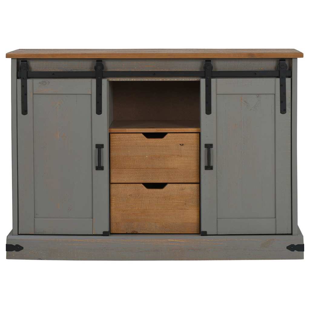 Bufetă HALDEN 2 uși glisante gri 112x40x80 cm lemn masiv