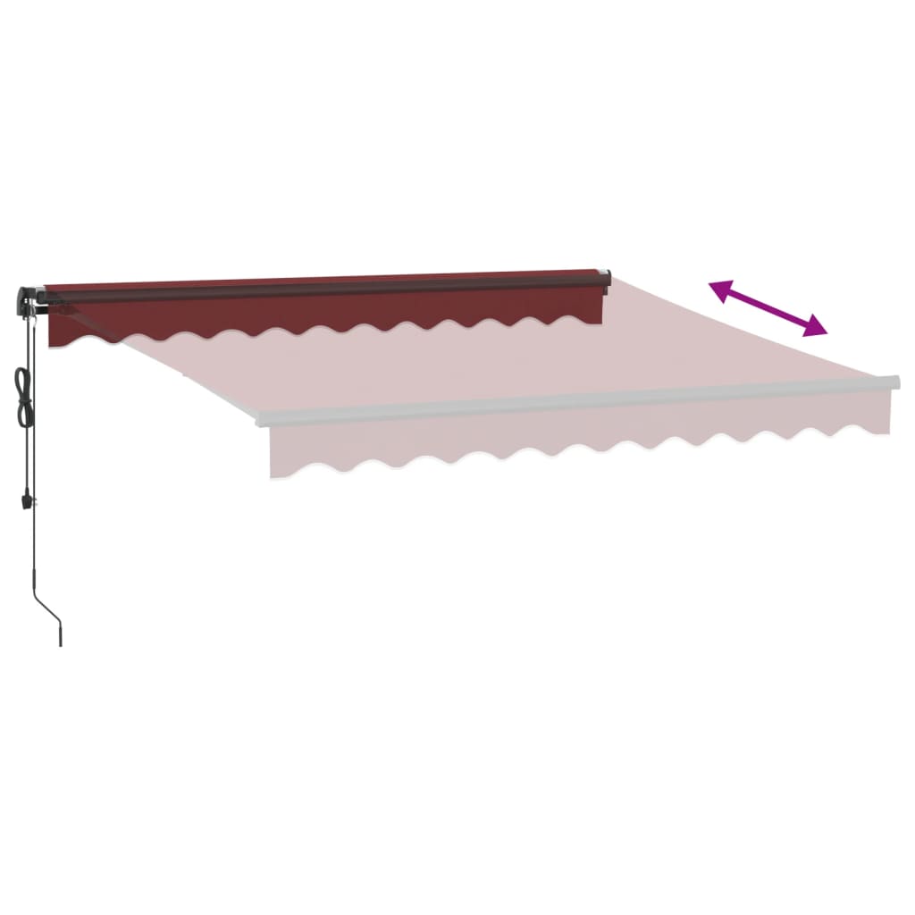 Copertina retractabilă automat cu LED-uri, vișiniu, 300x250 cm
