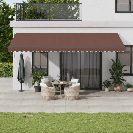 Copertină retractabilă manual, maro, 600x300 cm