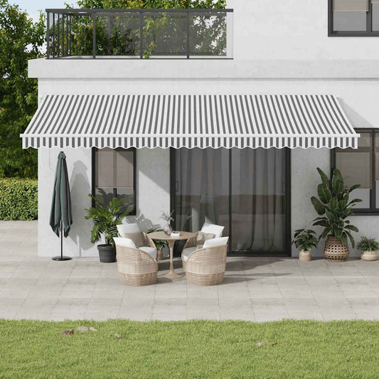Copertină retractabilă automat, antracit/alb, 600x300 cm