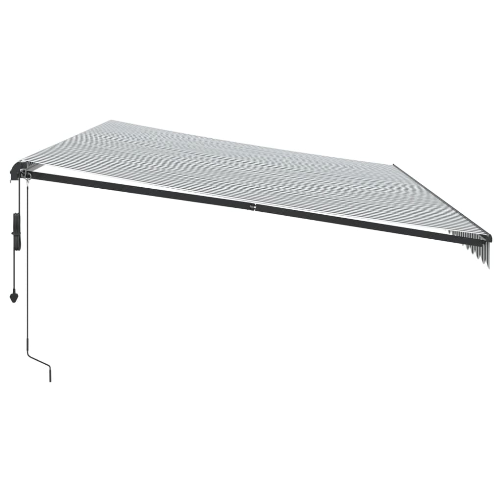 Copertină retractabilă automat, antracit/alb, 600x300 cm