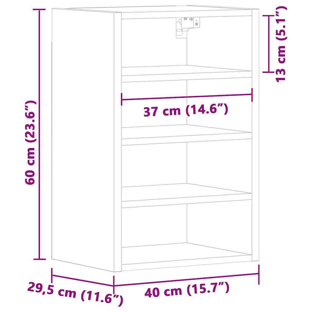 Dulap suspendat, negru, 40x29,5x60 cm, PAL
