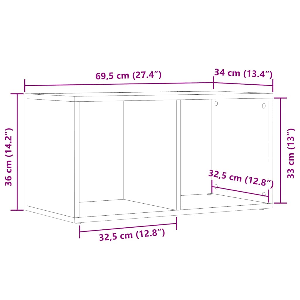 Cutie depozitare, stejar artizanal 69,5x34x36 cm lemn prelucrat