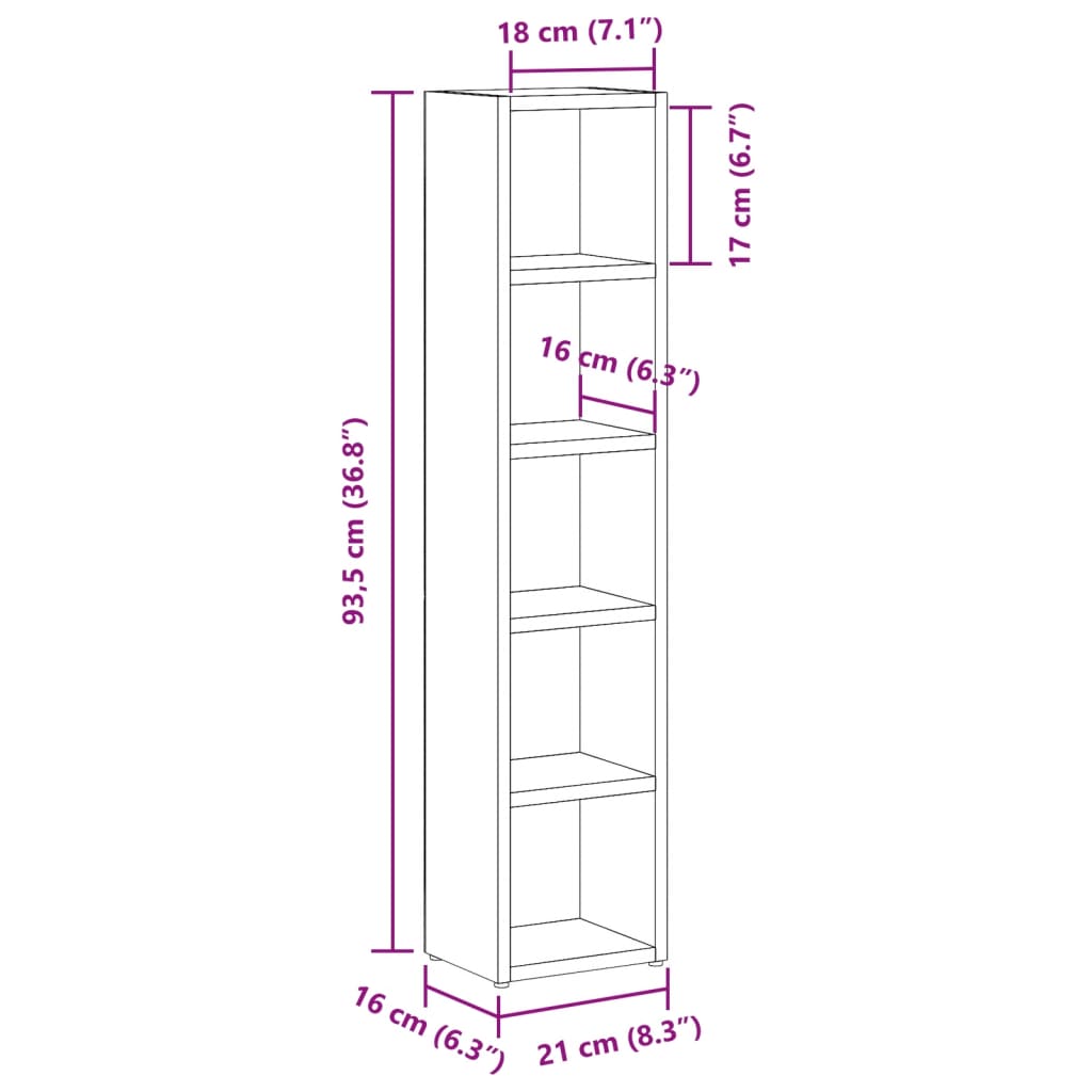 Dulap CD 2 buc. stejar artizanal 21x16x93,5 cm lemn prelucrat