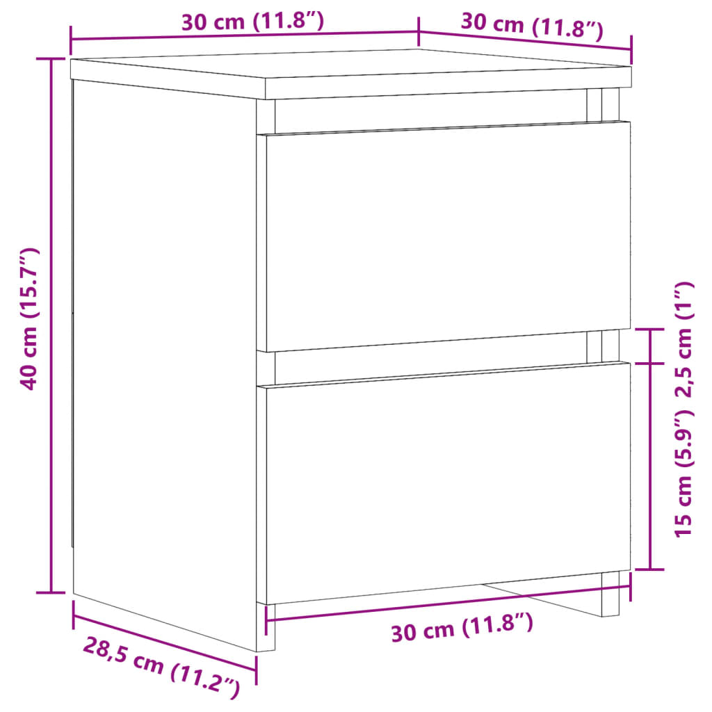 Noptiere, 2 buc., lemn vechi, 30x30x40 cm, lemn prelucrat