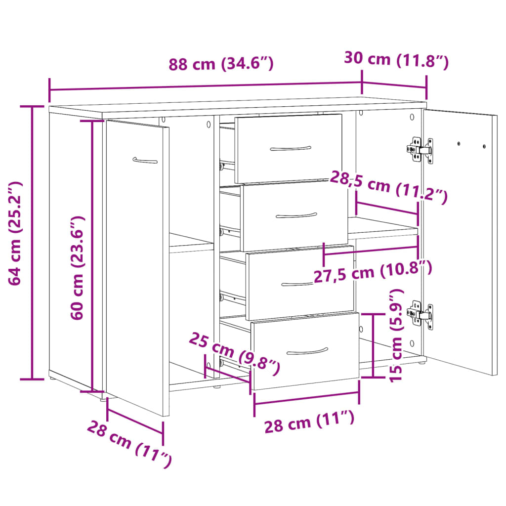 Dulap, stejar artizanal, 88x30x64 cm, lemn prelucrat