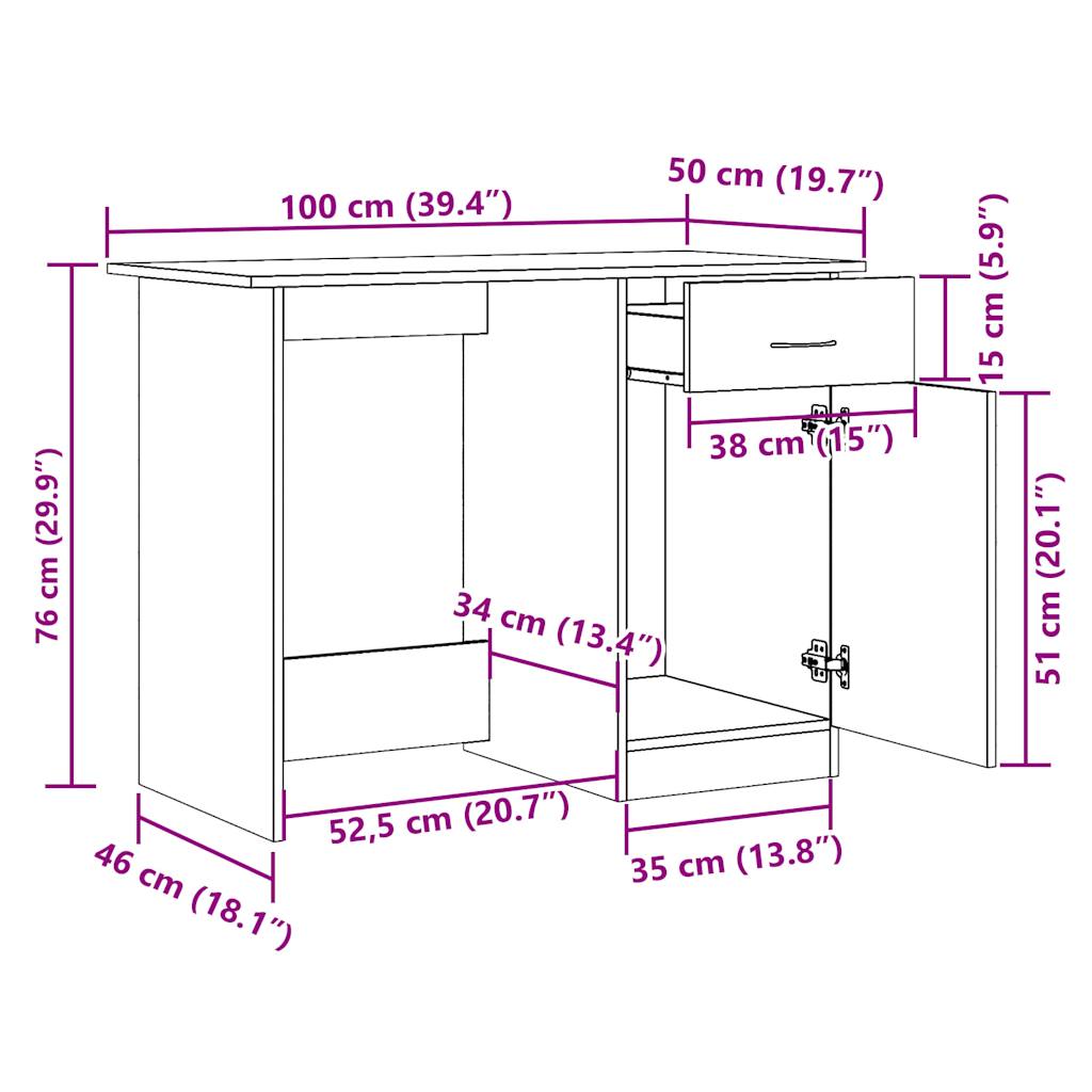 Birou, lemn vechi, 100x50x76 cm, lemn prelucrat