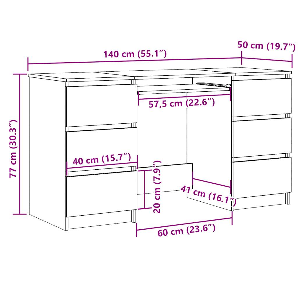 Birou de scris, stejar artizanal, 140x50x77 cm, lemn prelucrat