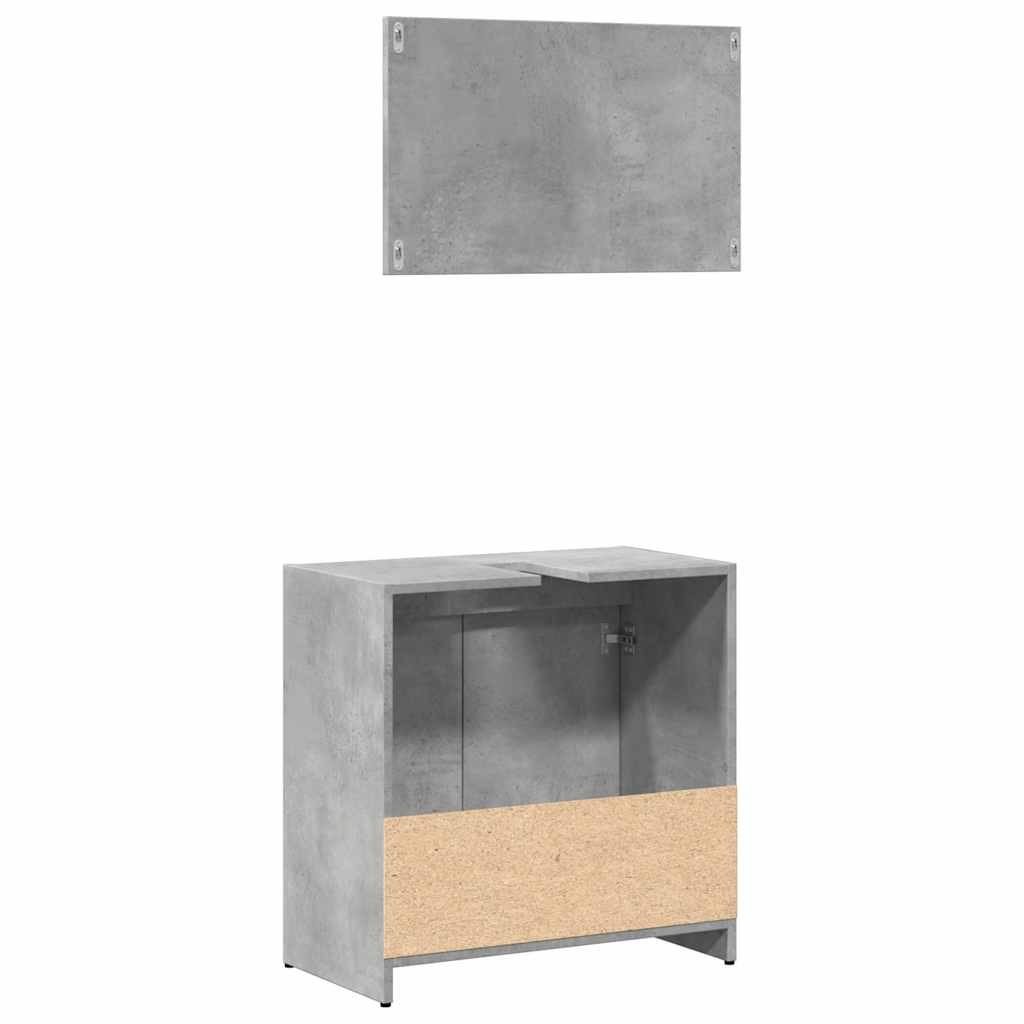 Set mobilier de baie, 2 piese, gri beton, lemn compozit