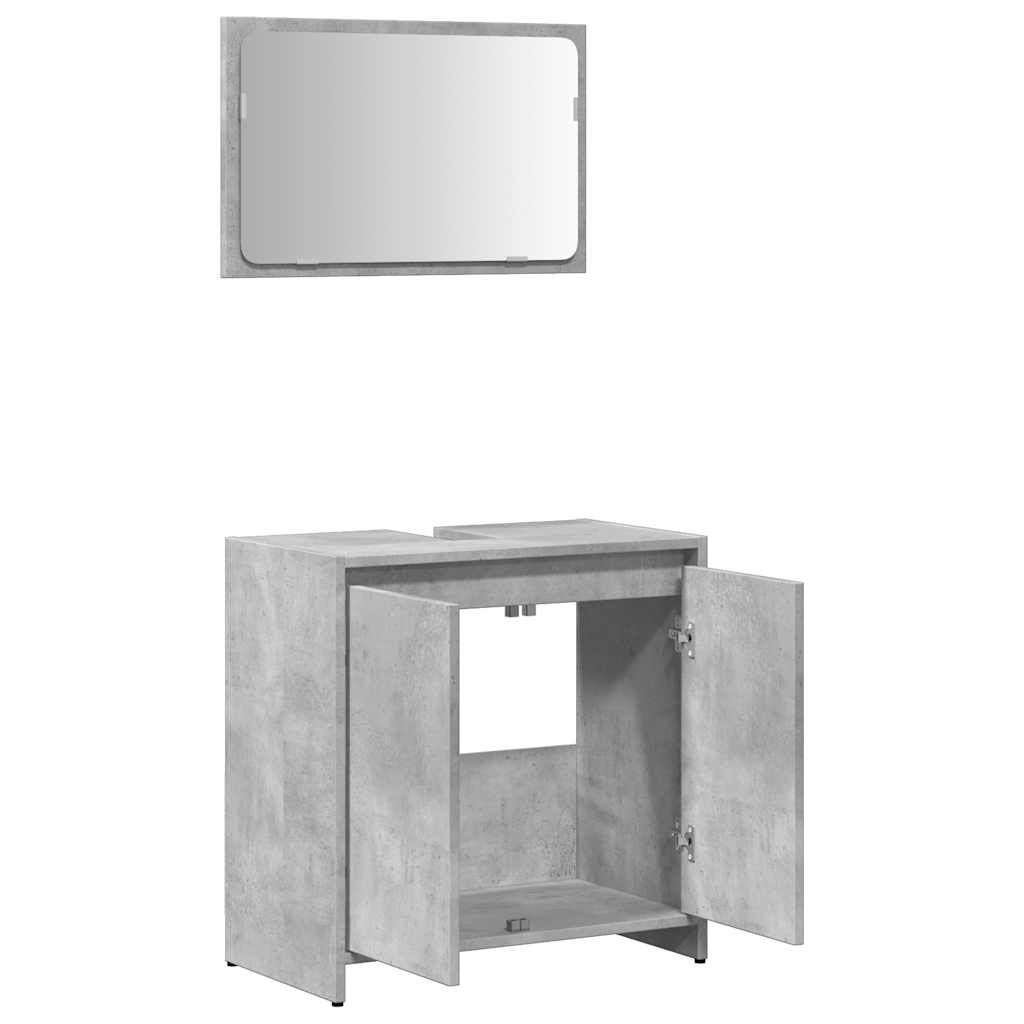 Set mobilier de baie, 2 piese, gri beton, lemn compozit