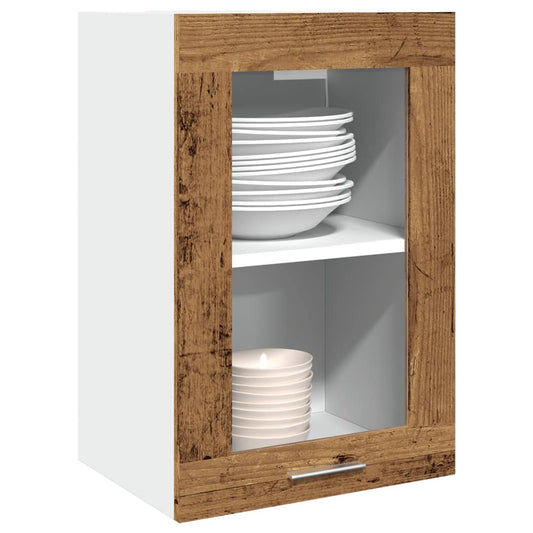 Dulap suspendat cu sticlă lemn vechi 40x31x60 cm lemn prelucrat