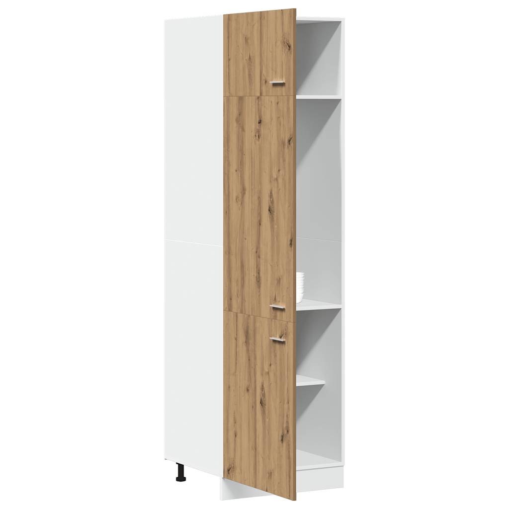 Dulap pentru frigider, Stejar artizanal, 60 x 57 x 207 cm, PAL