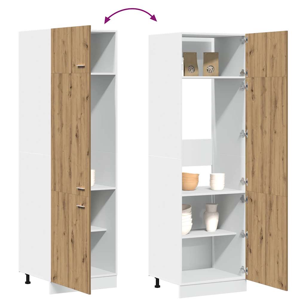 Dulap pentru frigider, Stejar artizanal, 60 x 57 x 207 cm, PAL