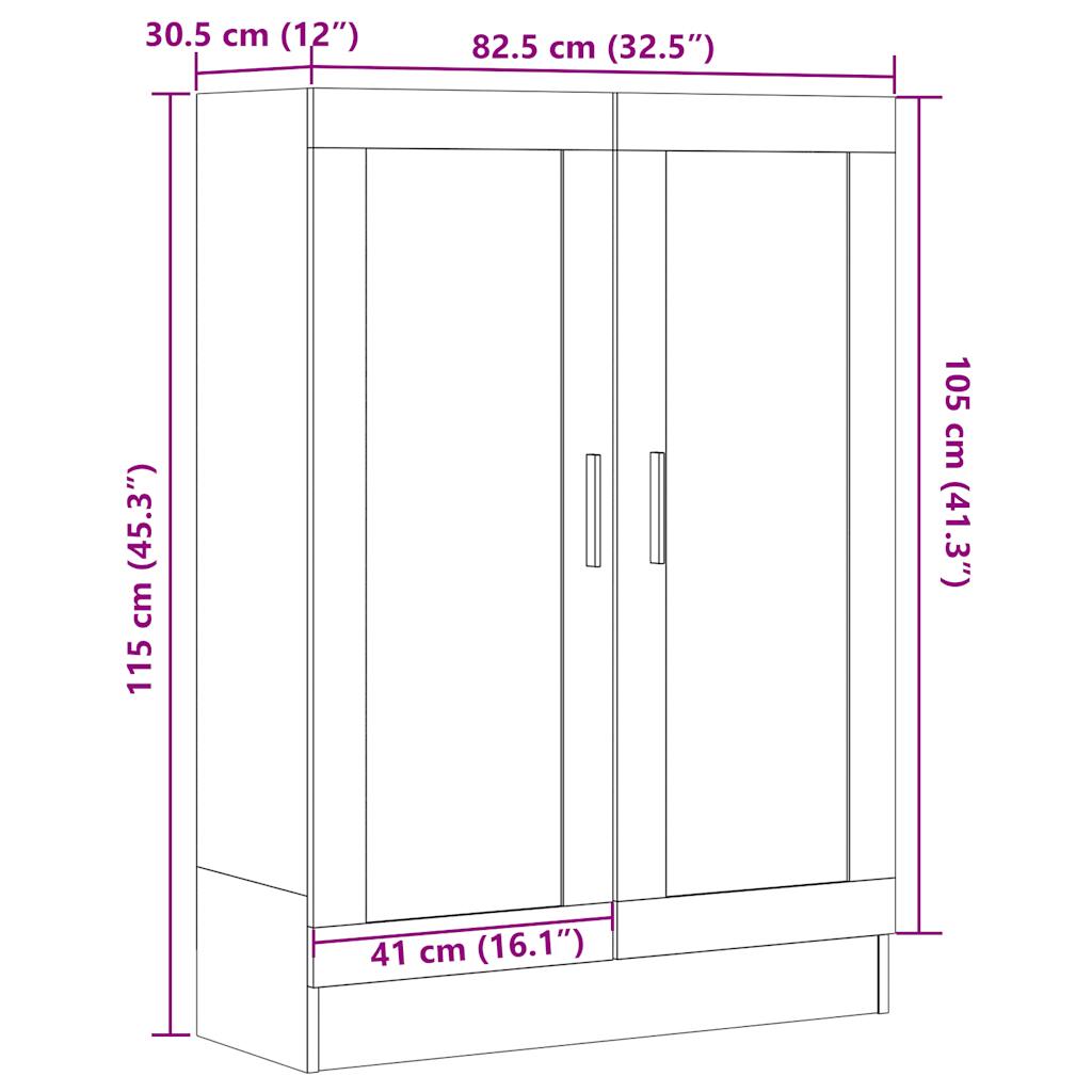 Bibliotecă, lemn vechi, 82,5x30,5x115 cm, lemn prelucrat