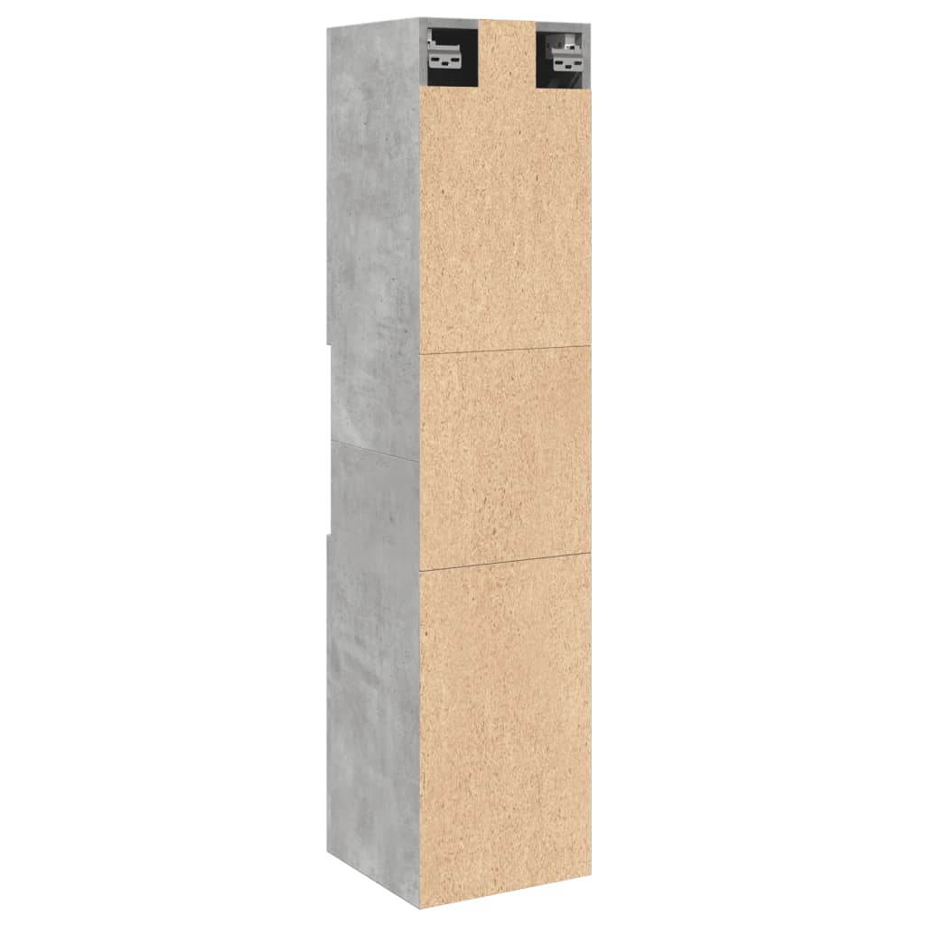 Dulap suspendat de baie, gri beton, 30x30x130 cm lemn prelucrat